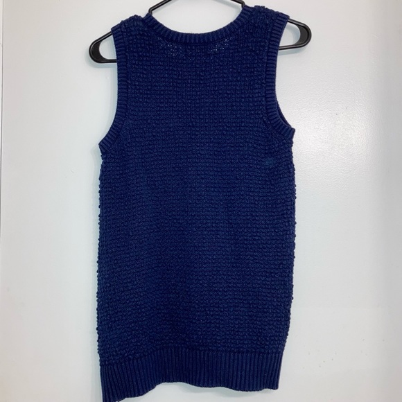 Navy blue sleeveless knitted top - Picture 2 of 5